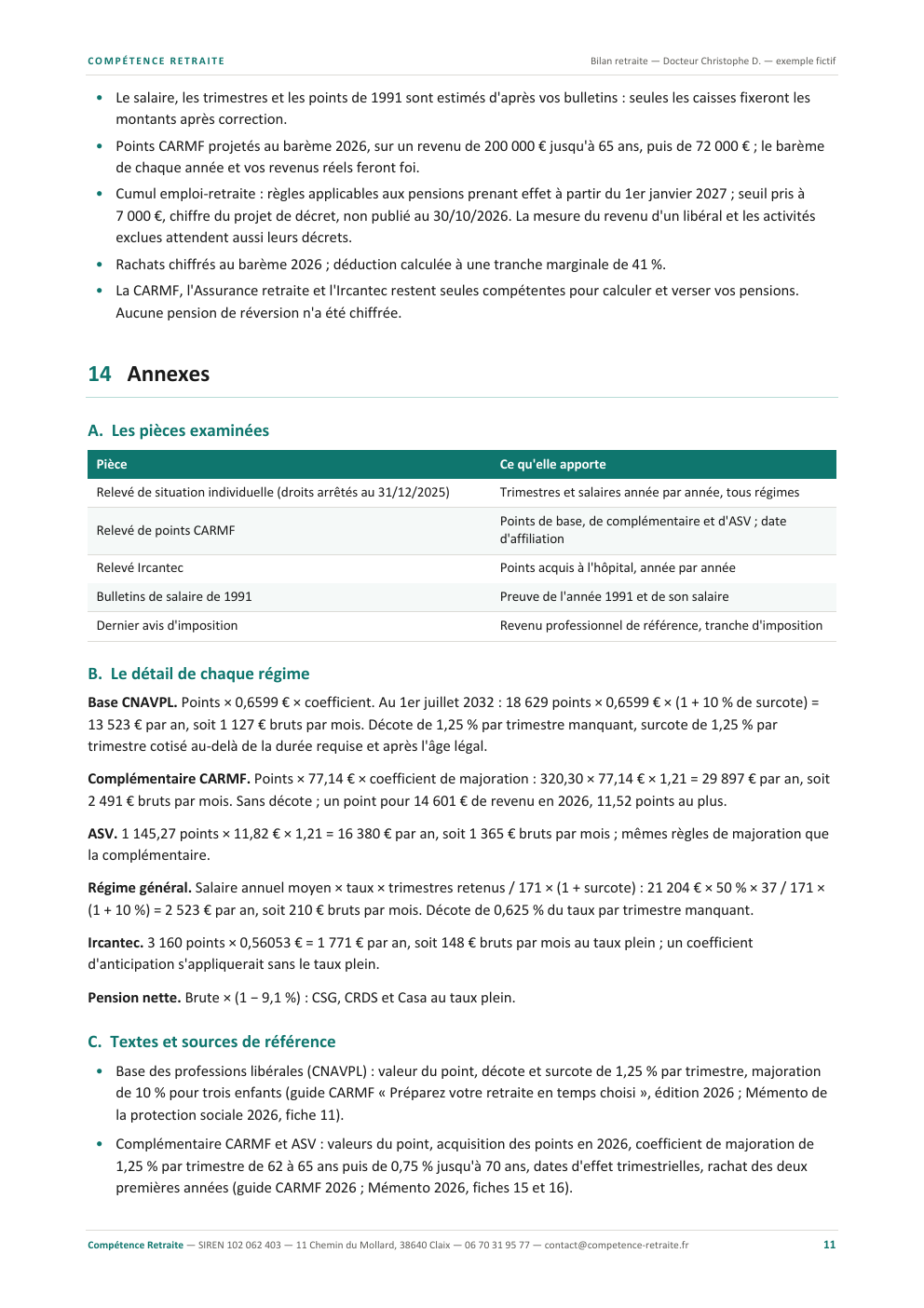 Exemple de bilan, page 11 sur 12